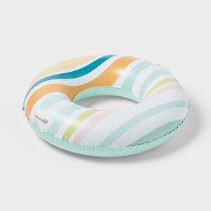 Sun Squad 36” Inflatable Stripe Design Swim Tube With Handles - Pool Float